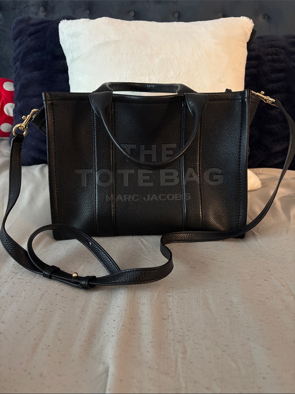 Marc Jacobs Black Pebbled Leather Tote with Detachable Strap
